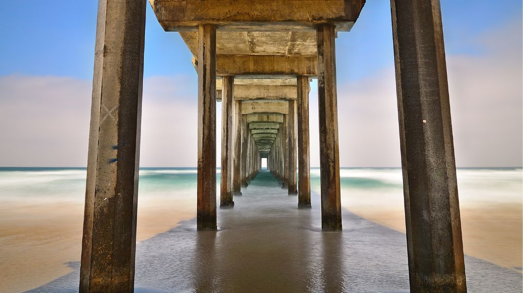 Under Scripps Pier in La Jolla