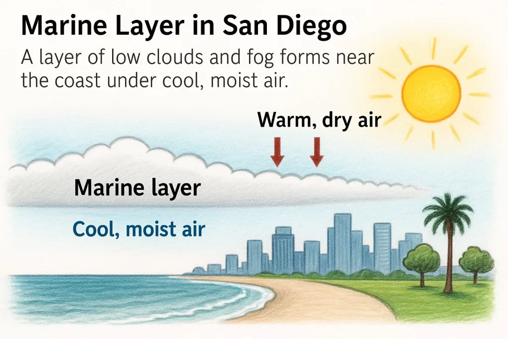 San Diego marine layer weather phenomenon diagram