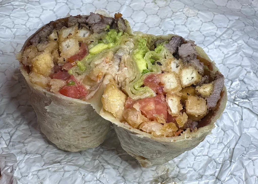 The Taco Stand's best California burrito in San Diego.