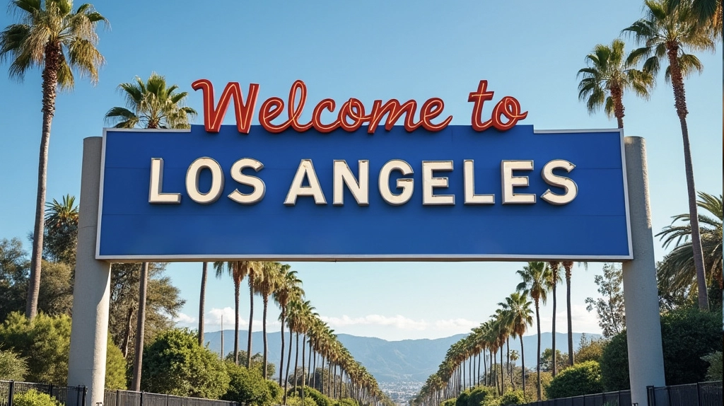 Welcome to Los Angeles highway sign from San Diego